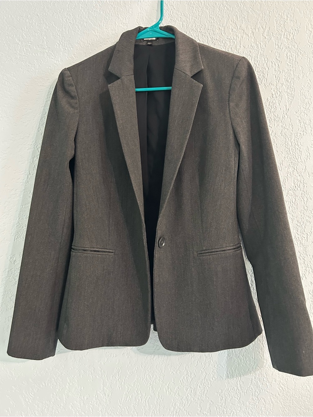 Express Editor Women’s Fitted Gray One Button Blazer with Black Lining - Picture 13 of 13